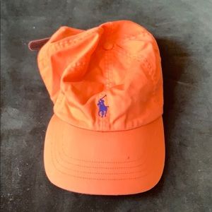 Orange Ralph Lauren polo hat.
